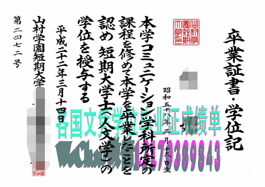 怎么买高仿山村学园短期大学学位证书
