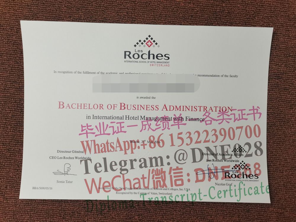 瑞士国际酒店管理学院文凭样本